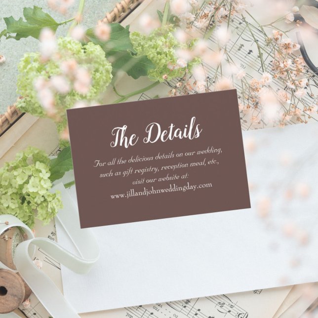 Carte D'accompagnement Détails du Mariage de style simple (In Situ Wedding)