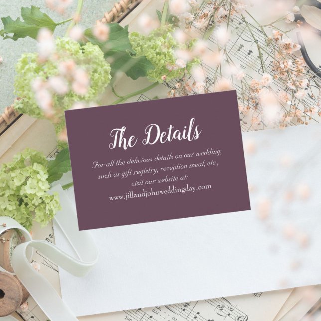 Carte D'accompagnement Détails du Mariage de style simple d'intégration (In Situ Wedding)