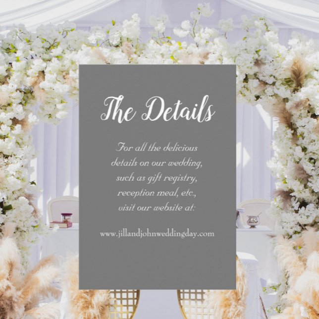 Carte D'accompagnement Détails du Mariage de style simple gris foncé (In Situ Wedding)