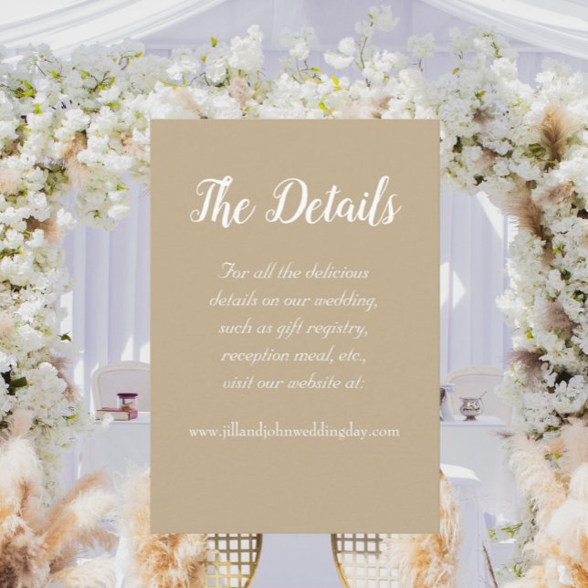 Carte D'accompagnement Détails du Mariage de style simple kaki (In Situ Wedding)