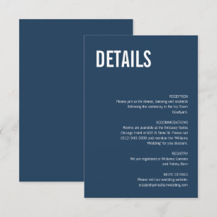 Carte D'accompagnement Détails du Mariage de typographie marine simple