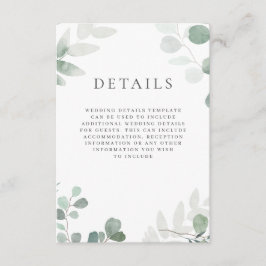 Carte D'accompagnement Détails du Mariage de verdure moderne