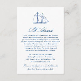 Carte D'accompagnement Détails du Mariage de yacht Schooner Zodiac
