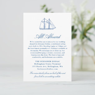 Carte D'accompagnement Détails du Mariage de yacht Schooner Zodiac