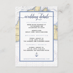 Carte D'accompagnement Détails du Mariage du vignoble de Martha nautique