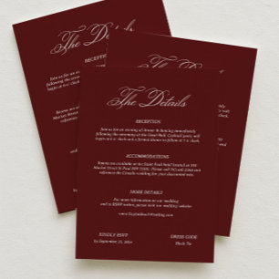 Carte D'accompagnement Détails du mariage en Bourgogne de Old Money
