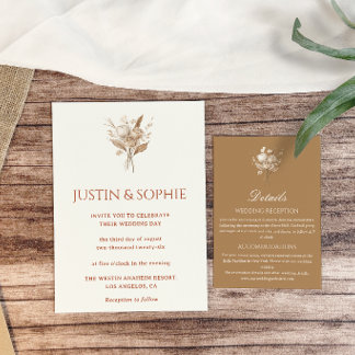 Carte D'accompagnement Détails du mariage en terre cuite bohème