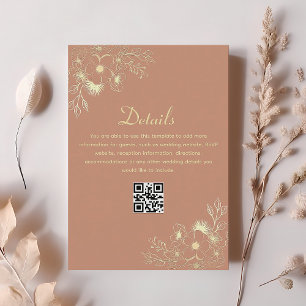 Carte D'accompagnement Détails du Mariage en terre cuite Code QR