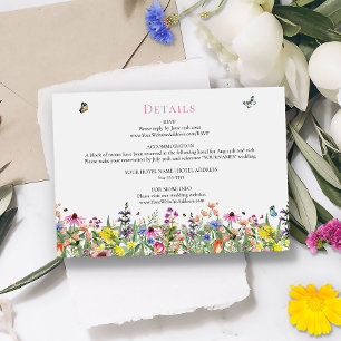 Carte D'accompagnement Détails du Mariage Fleur sauvage d'été