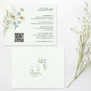 Carte D'accompagnement Détails du Mariage Fleur sauvage Pale Green Delica