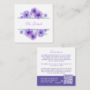 Carte D'accompagnement Détails du mariage floral d'anémone violet code QR