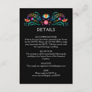 Carte D'accompagnement Détails du Mariage floral Fiesta