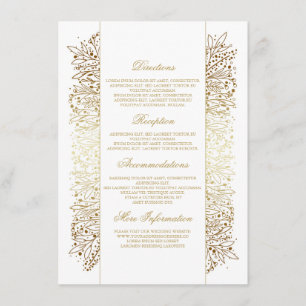 Carte D'accompagnement Détails du Mariage Floral Gold Filigree Imitation