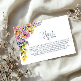 Carte D'accompagnement Détails du Mariage floral rose et orange élégant