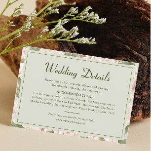 Carte D'accompagnement Détails du Mariage floral rustique et vert Sage