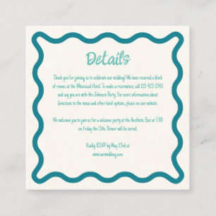 Carte D'accompagnement Détails du Mariage frontalier Wavy Whimsical manus