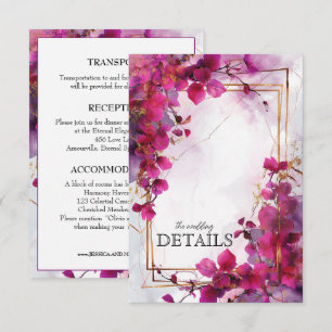 Carte D'accompagnement Détails du mariage Fuchsia Enchantement : Aquarell