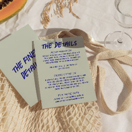 Carte D'accompagnement Détails du Mariage Funky Retro manuscrit coloré