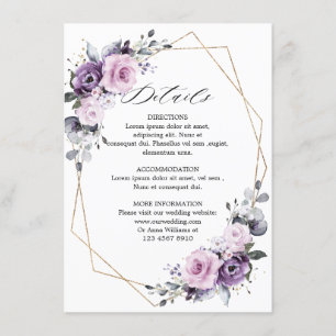 Carte D'accompagnement Détails du Mariage géométrique en fleurs violettes
