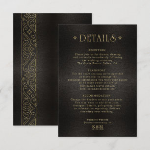 Carte D'accompagnement Détails du Mariage Gold Filigree Fine ID871