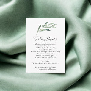 Carte D'accompagnement Détails du Mariage Green Energy Olive