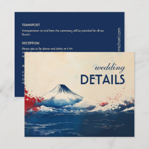 Carte D'accompagnement Détails du mariage Harmonie japonaise avec Fuji