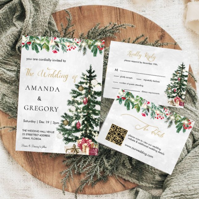 Carte D'accompagnement Détails du mariage hivernal de Noël élégant Boîtie (Créateur téléchargé)