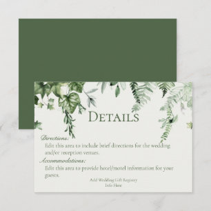Carte D'accompagnement Détails du Mariage Ivy & Sage
