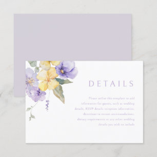 Carte D'accompagnement Détails du Mariage Lavender Purple & Sunshine