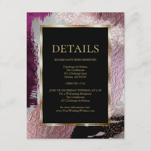 Carte D'accompagnement DÉTAILS DU MARIAGE   Metallic Strokes Cassis Wine