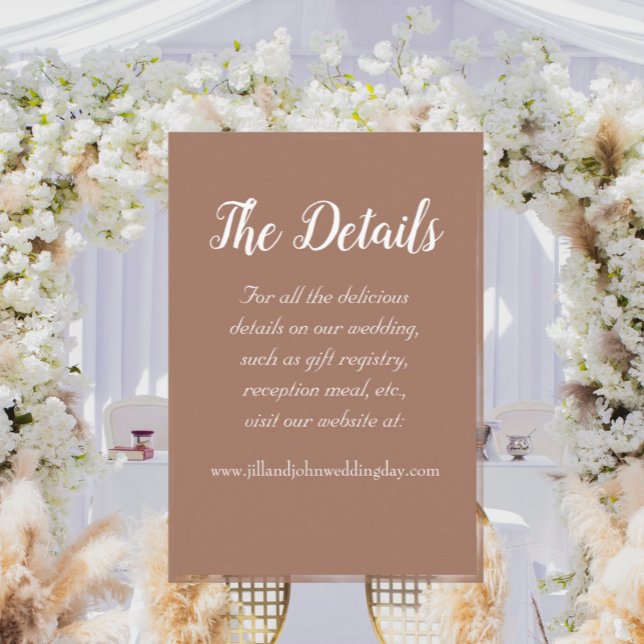 Carte D'accompagnement Détails du Mariage Mocha Simple Style (In Situ Wedding)
