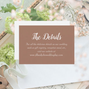 Carte D'accompagnement Détails du Mariage Mocha Simple Style