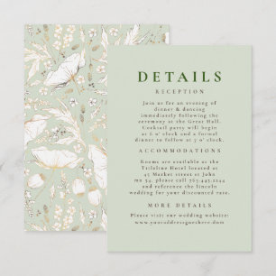 Carte D'accompagnement Détails du Mariage Motif Fleur sauvage dessiné à l