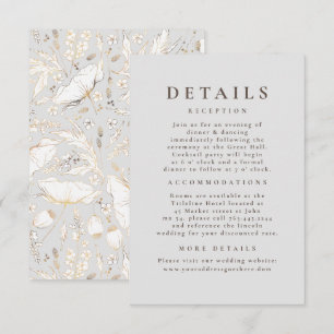 Carte D'accompagnement Détails du Mariage Motif Fleur sauvage dessiné à l