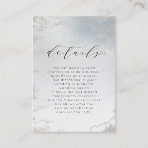 Carte D'accompagnement Détails du Mariage Ombre Dusty Blue Frosted Silver