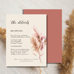 Carte D'accompagnement Détails du Mariage Pampas Grass