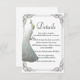 Carte D'accompagnement Détails du Mariage Peacock blanc