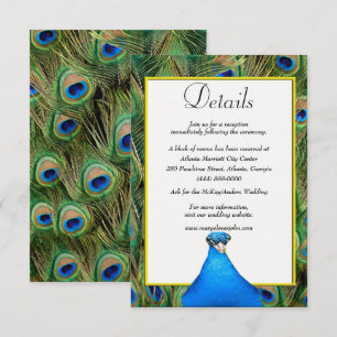 Carte D'accompagnement Détails du Mariage Peacock coloré