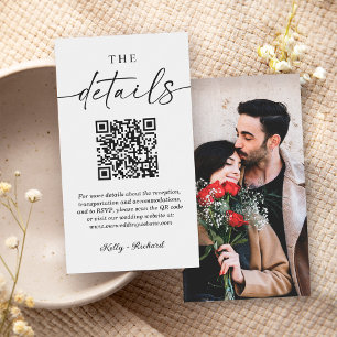 Carte D'accompagnement Détails du Mariage photo de script minimaliste Cod