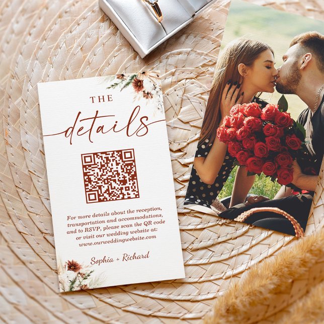 Carte D'accompagnement Détails du Mariage photo floral séché à l'automne  (Créateur téléchargé)