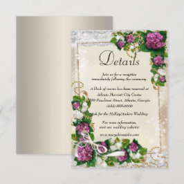 Carte D'accompagnement Détails du Mariage Purple Hydrangea Et Dentelle