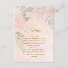 Carte D'accompagnement Détails du Mariage Rose souple ID828