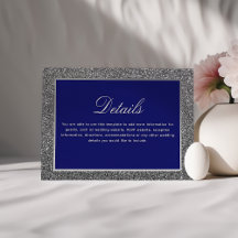 Détails du Mariage Royal Blue et Silver
