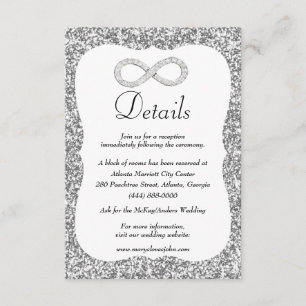 Carte D'accompagnement Détails du Mariage Silver Parties scintillant Diam