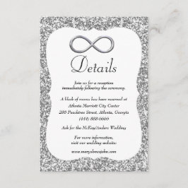 Carte D'accompagnement Détails du Mariage Silver Parties scintillant Silv
