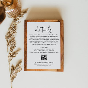 Carte D'accompagnement Détails du Mariage STÉLLA Minimaliste QR Code 3.5x