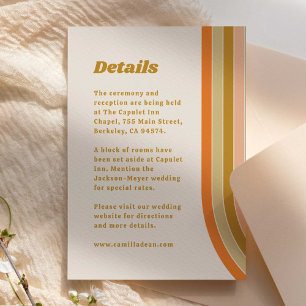 Carte D'accompagnement Détails du Mariage Super Retro les années 70 Rainb