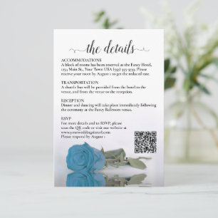 Carte D'accompagnement Détails du mariage Turquoise Blue Rose QR Code Enc