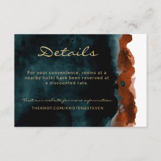 Carte D'accompagnement Détails du Mariage turquoise et orange