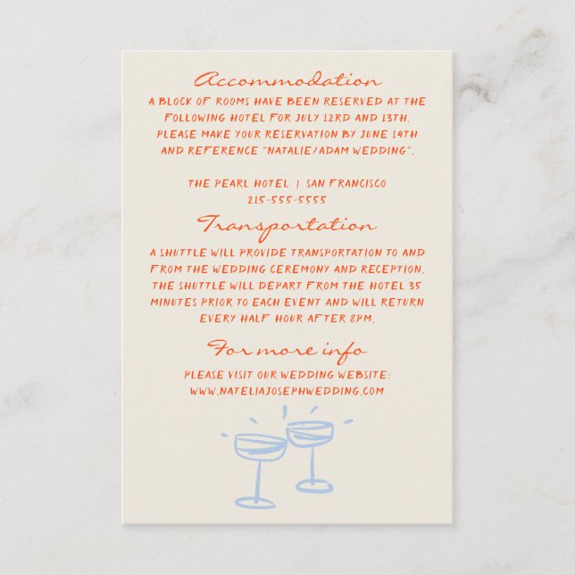 Carte D'accompagnement Détails du Mariage Whimsical Peint à la main (Devant)